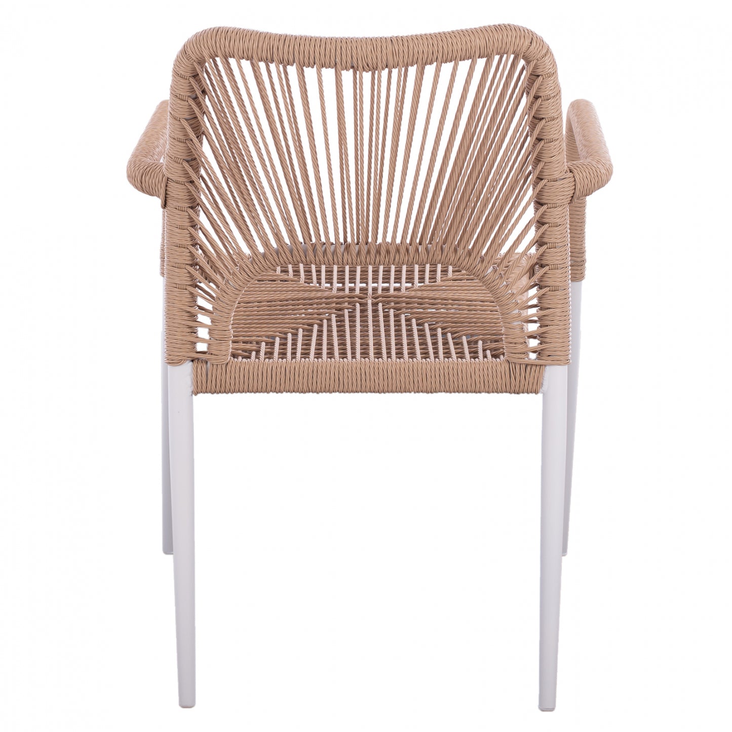 WHITE ALUMINUM ARMCHAIR WITH BEIGE PE ROPE 55x63x82