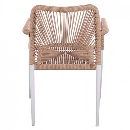 WHITE ALUMINUM ARMCHAIR WITH BEIGE PE ROPE 55x63x82