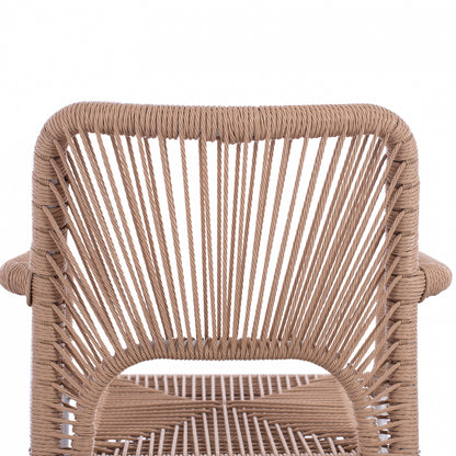 WHITE ALUMINUM ARMCHAIR WITH BEIGE PE ROPE 55x63x82