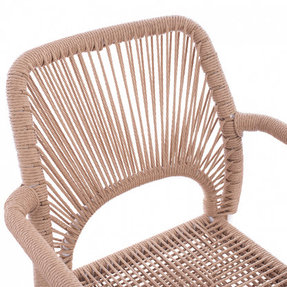 WHITE ALUMINUM ARMCHAIR WITH BEIGE PE ROPE 55x63x82