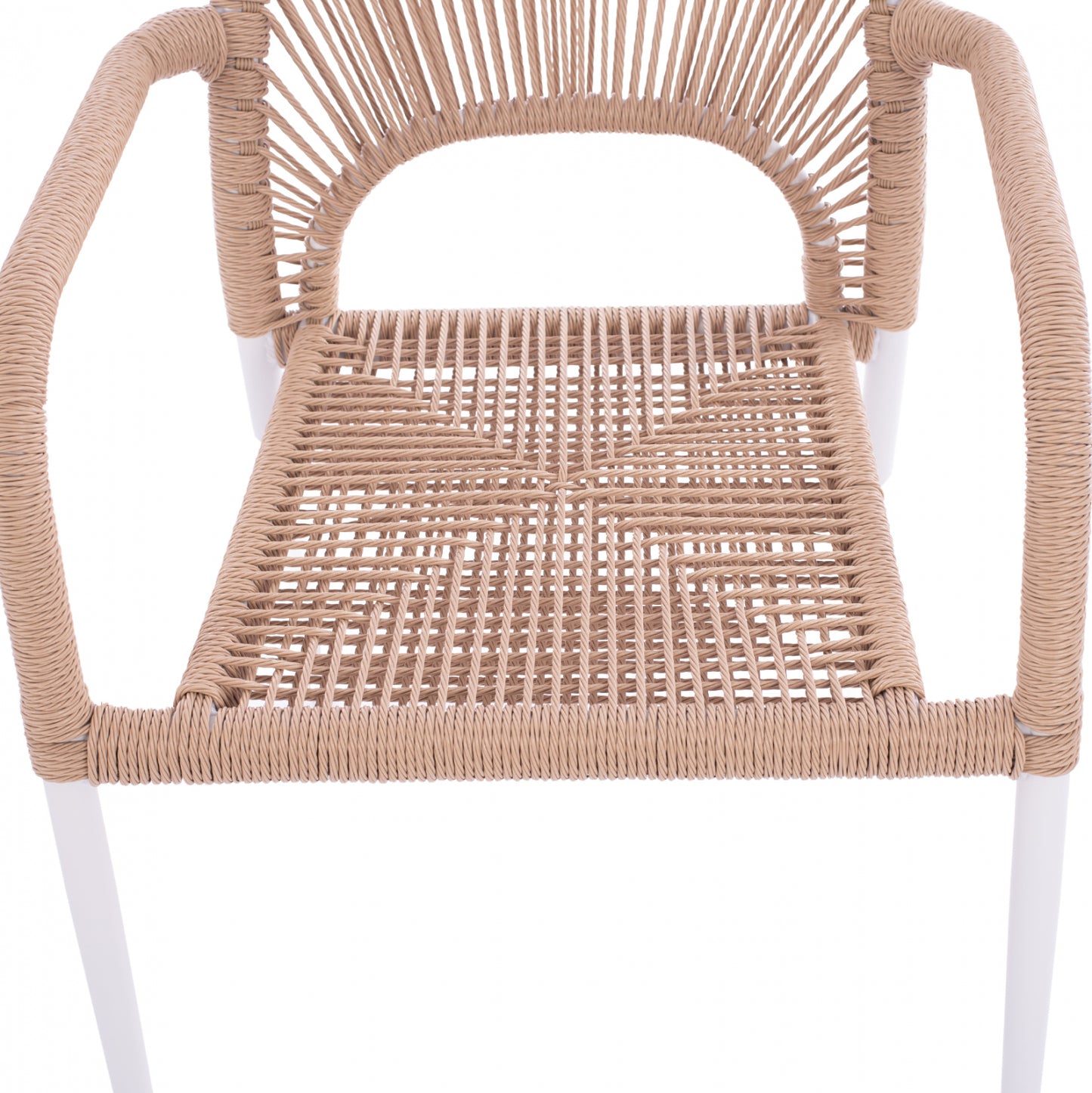 WHITE ALUMINUM ARMCHAIR WITH BEIGE PE ROPE 55x63x82