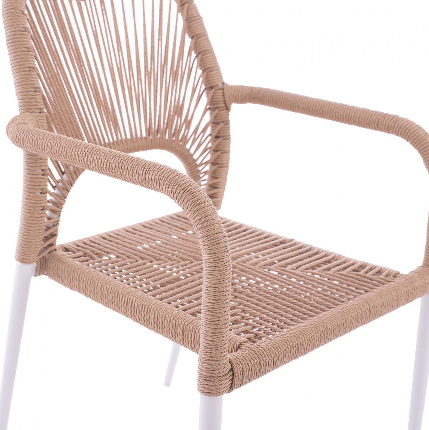 WHITE ALUMINUM ARMCHAIR WITH BEIGE PE ROPE 55x63x82