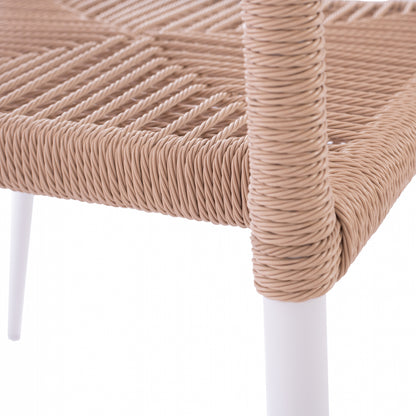 WHITE ALUMINUM ARMCHAIR WITH BEIGE PE ROPE 55x63x82