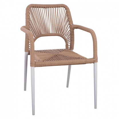 WHITE ALUMINUM ARMCHAIR WITH BEIGE PE ROPE 55x63x82