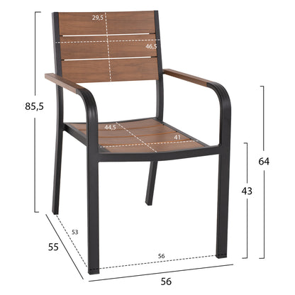 ΠΟΛΥΘΡΟΝΑ ΑΛΟΥΜΙΝΙΟΥ SAGA ΜΑΥΡΗ ΜΕ POLYWOOD 56x55x85,5