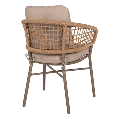 ARMCHAIR ALUMINUM MOCHA PROF. RATTAN & CUSHION BEIGE 60x56x84