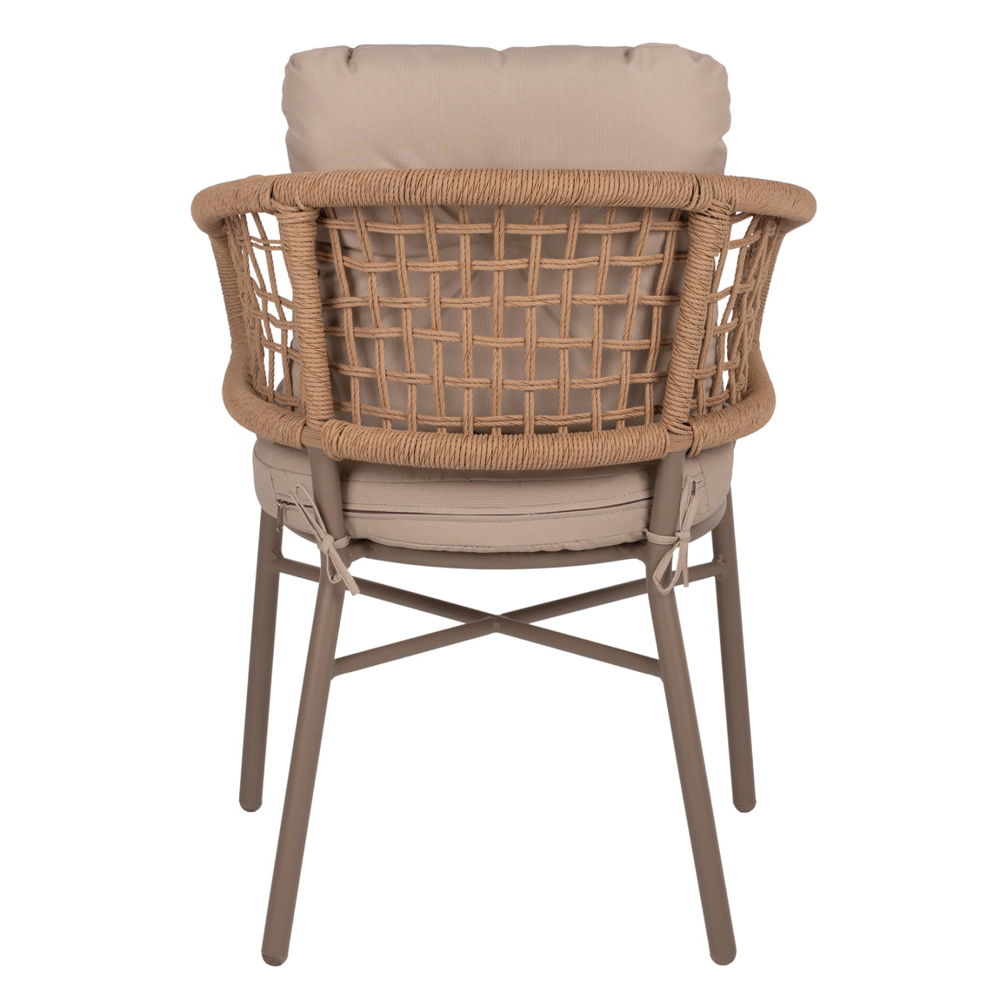 ARMCHAIR ALUMINUM MOCHA PROF. RATTAN & CUSHION BEIGE 60x56x84