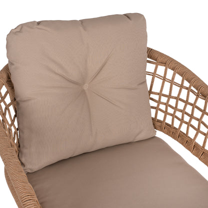 ARMCHAIR ALUMINUM MOCHA PROF. RATTAN & CUSHION BEIGE 60x56x84