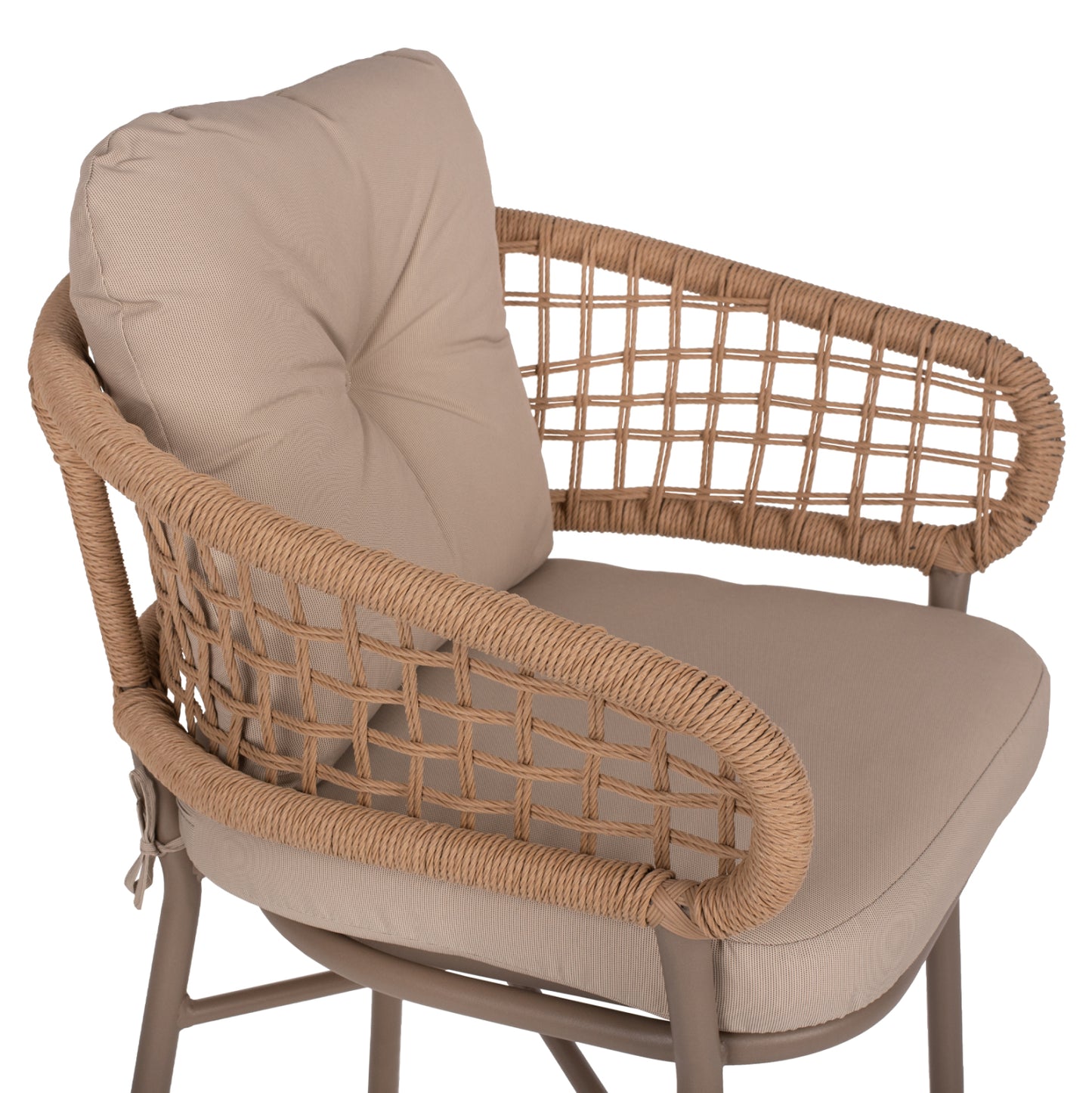 ARMCHAIR ALUMINUM MOCHA PROF. RATTAN & CUSHION BEIGE 60x56x84