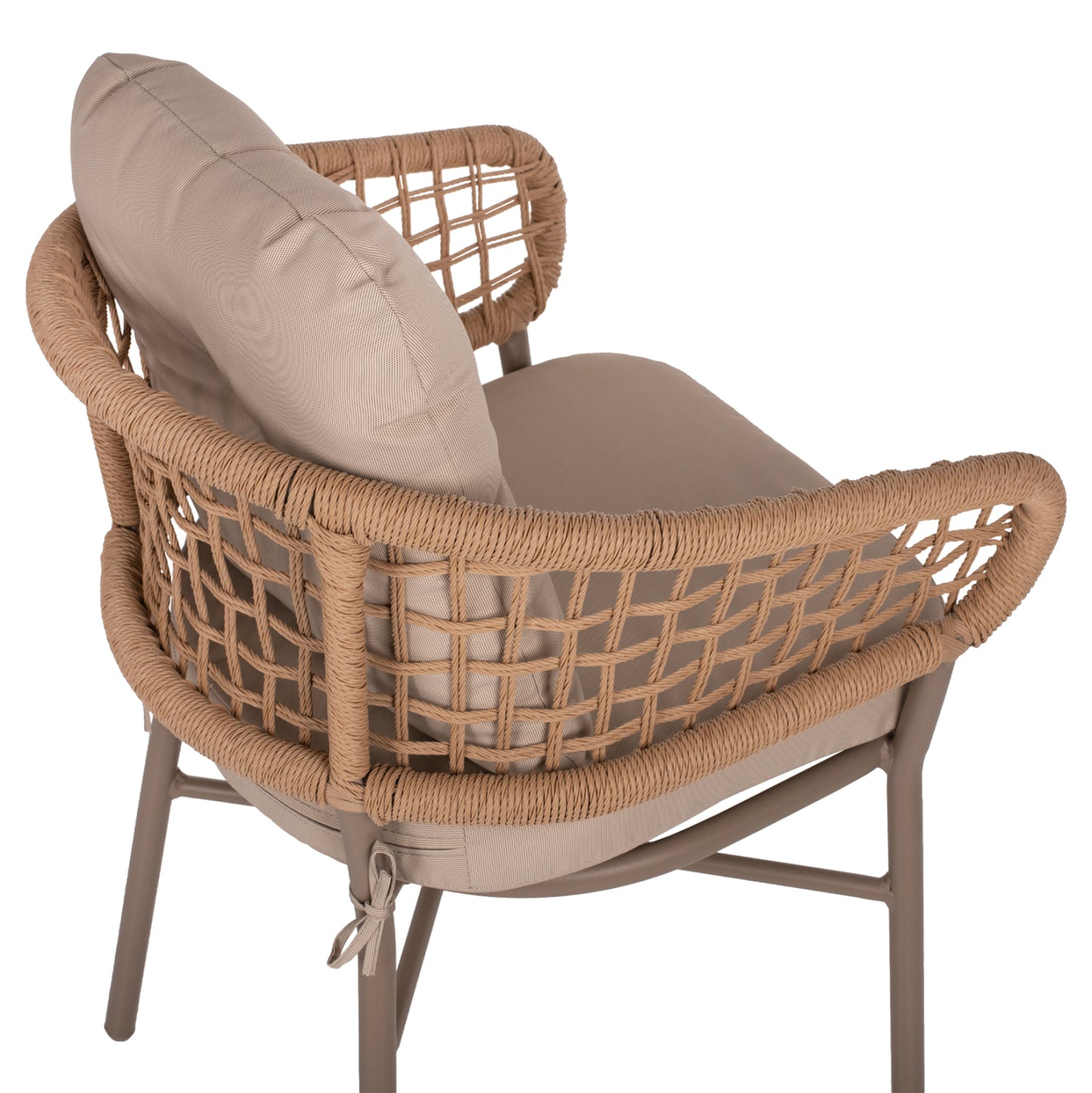 ARMCHAIR ALUMINUM MOCHA PROF. RATTAN & CUSHION BEIGE 60x56x84