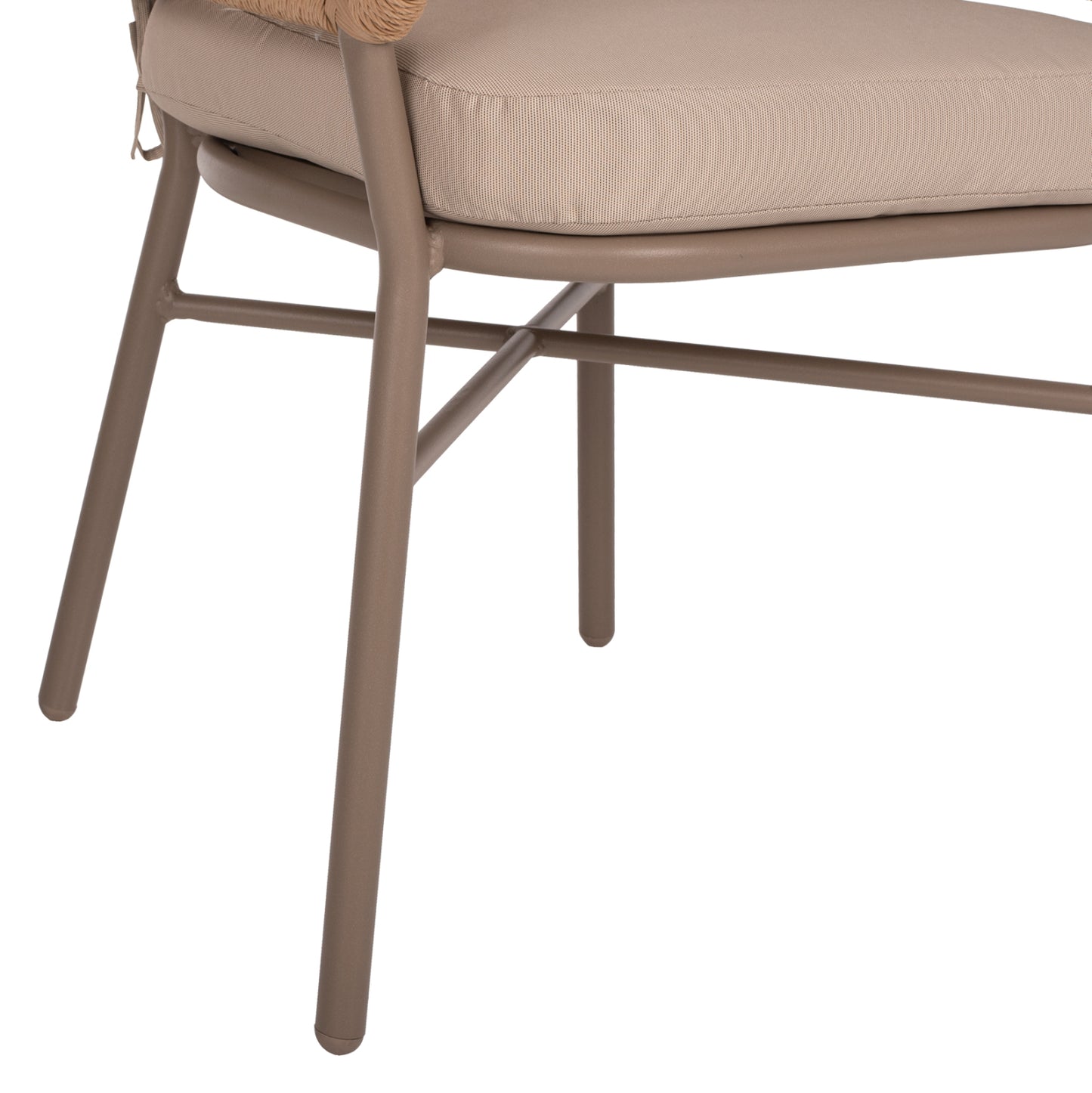 ARMCHAIR ALUMINUM MOCHA PROF. RATTAN & CUSHION BEIGE 60x56x84