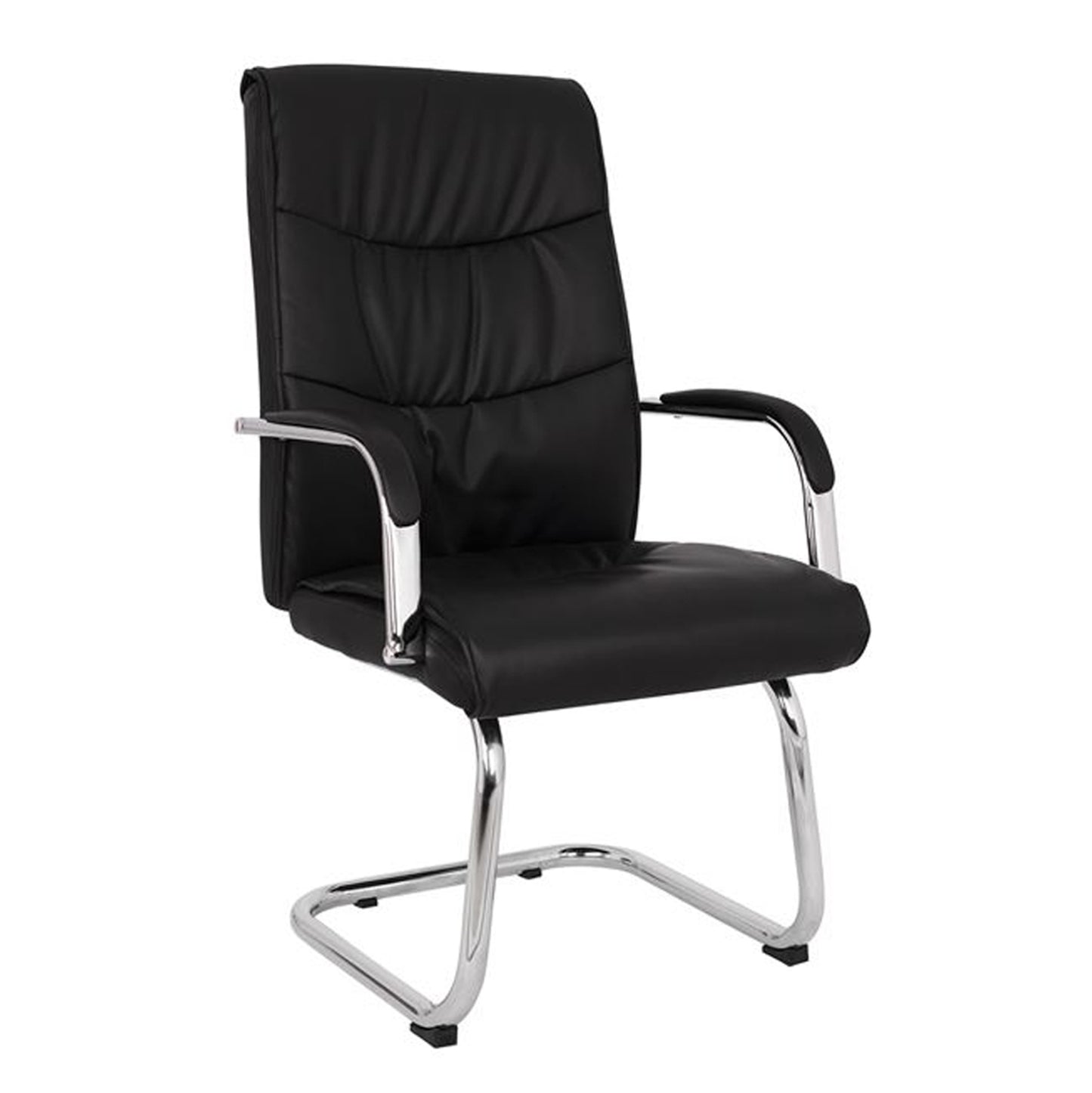 ARMCHAIR JACOB BLACK PU WITH CHROME BASE 57x66.5x102
