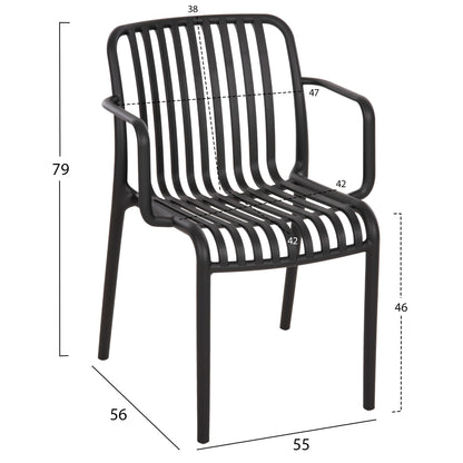 OUTDOOR ARMCHAIR CONVEE BLACK POLYPROPYLENE 55x56x79