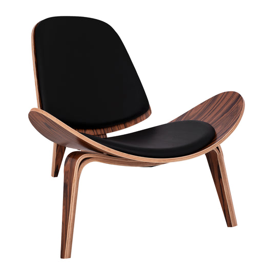 SUPERIOR PLUS ARMCHAIR WALNUT WITH BLACK PU CUSHION 89x83x76