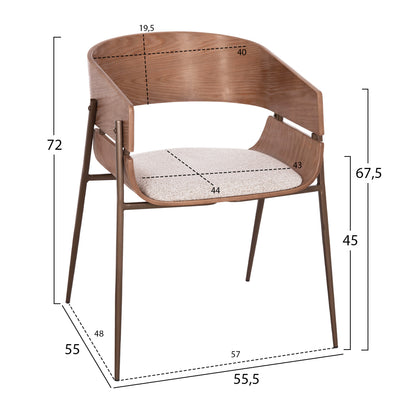 ΠΟΛΥΘΡΟΝΑ KRILL PLYWOOD ΣΕ WHITEWASH ΜΕΤΑΛΛΟ ΣΕ ΧΑΛΚΙΝΟ 55,5x55x72