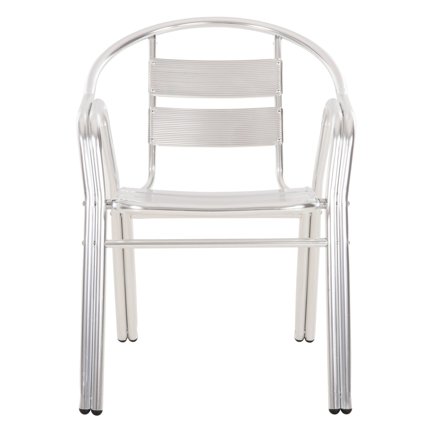 ARMCHAIR MORIS ALUMINUM IN SILVER DOUBLE FRAME WITH SLATS 58x62x75