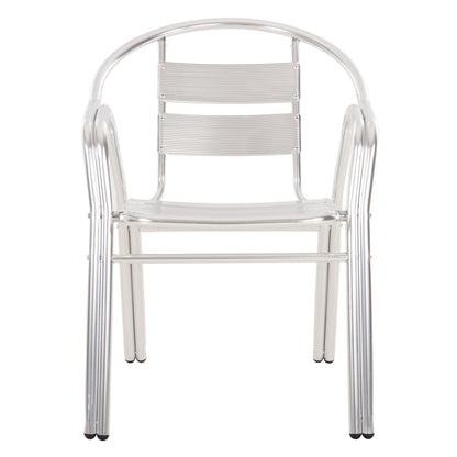 ARMCHAIR MORIS ALUMINUM IN SILVER DOUBLE FRAME WITH SLATS 58x62x75