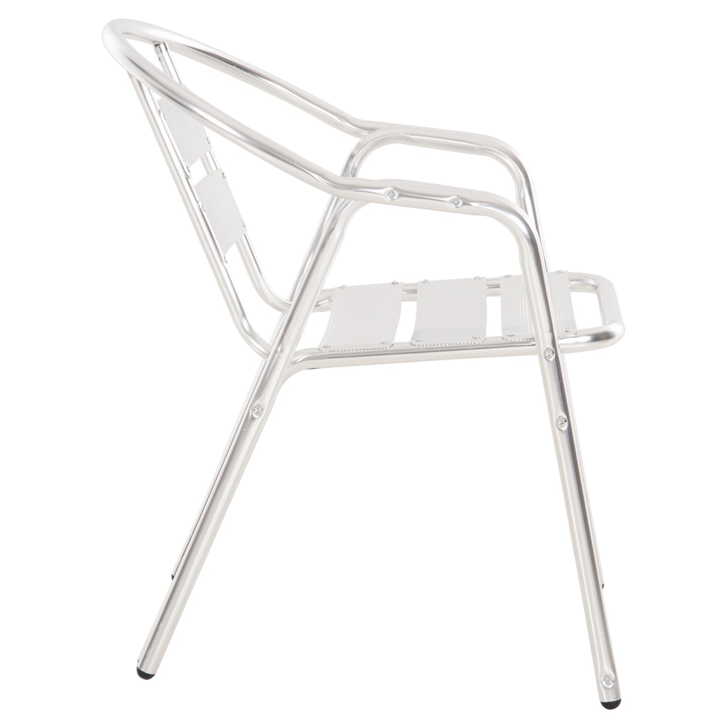 ARMCHAIR MORIS ALUMINUM IN SILVER DOUBLE FRAME WITH SLATS 58x62x75