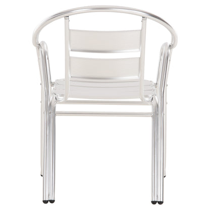 ARMCHAIR MORIS ALUMINUM IN SILVER DOUBLE FRAME WITH SLATS 58x62x75