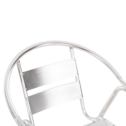 ARMCHAIR MORIS ALUMINUM IN SILVER DOUBLE FRAME WITH SLATS 58x62x75