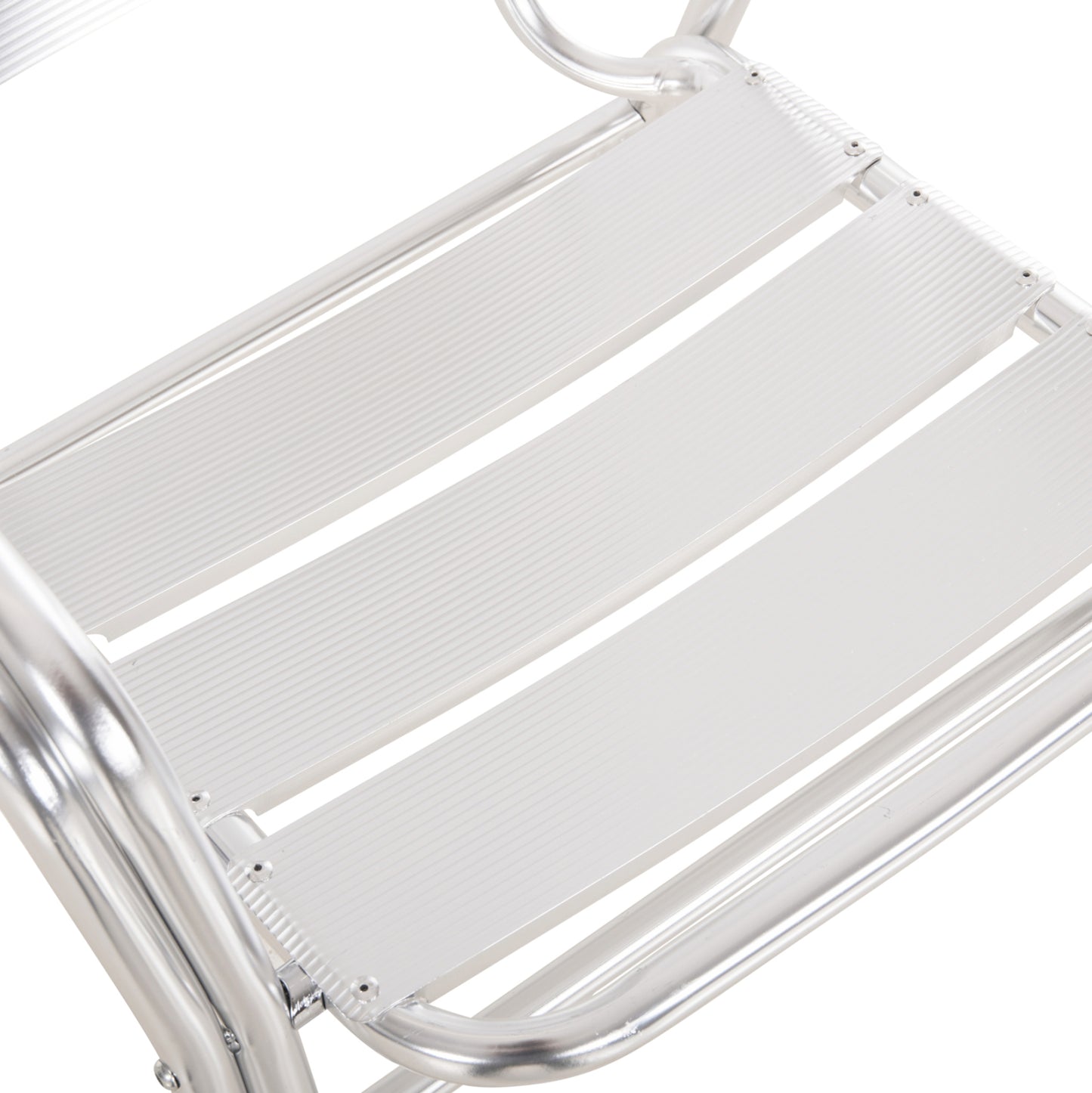 ARMCHAIR MORIS ALUMINUM IN SILVER DOUBLE FRAME WITH SLATS 58x62x75