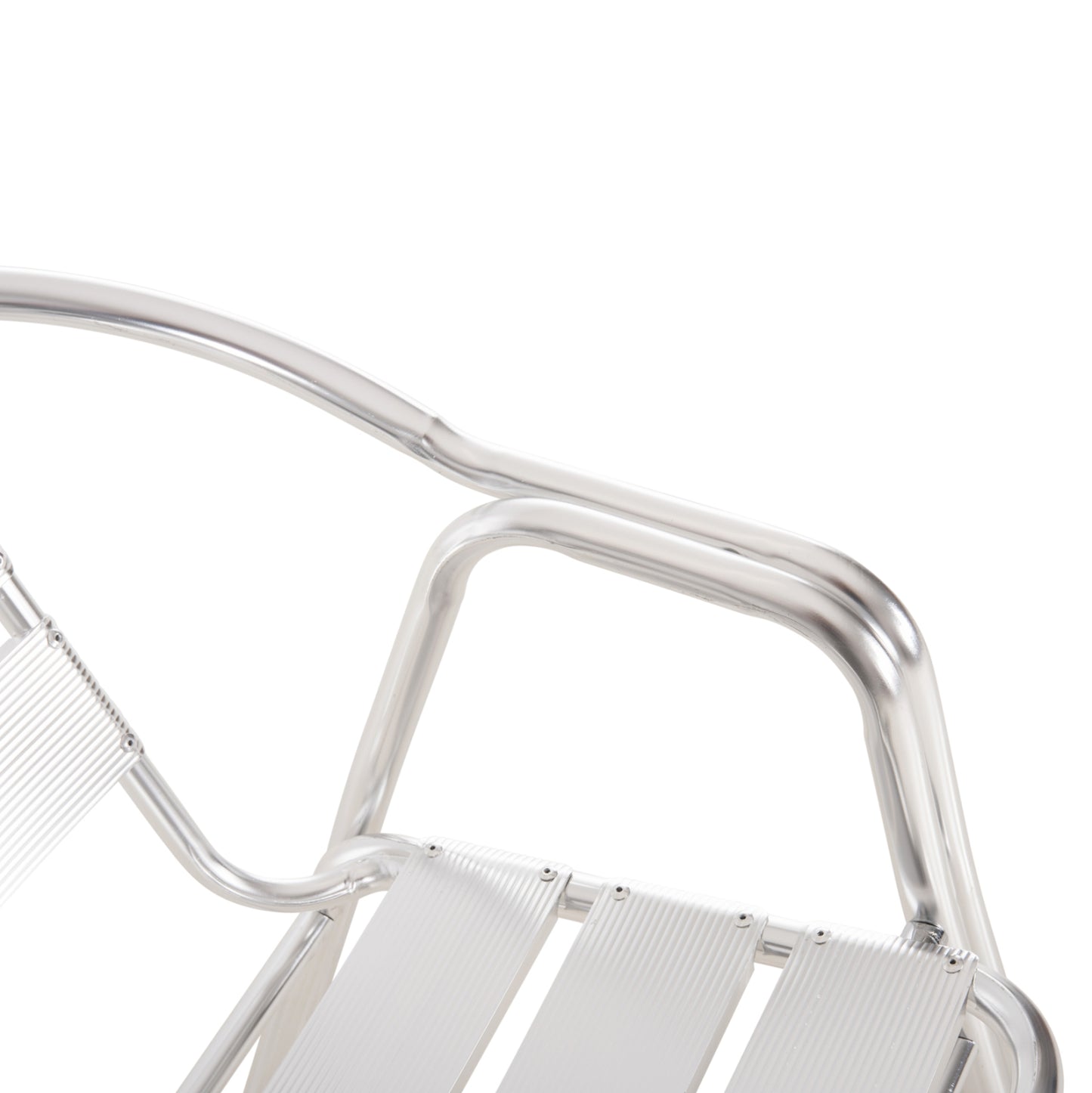 ARMCHAIR MORIS ALUMINUM IN SILVER DOUBLE FRAME WITH SLATS 58x62x75