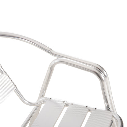 ARMCHAIR MORIS ALUMINUM IN SILVER DOUBLE FRAME WITH SLATS 58x62x75