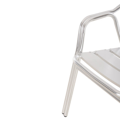 ARMCHAIR MORIS ALUMINUM IN SILVER DOUBLE FRAME WITH SLATS 58x62x75