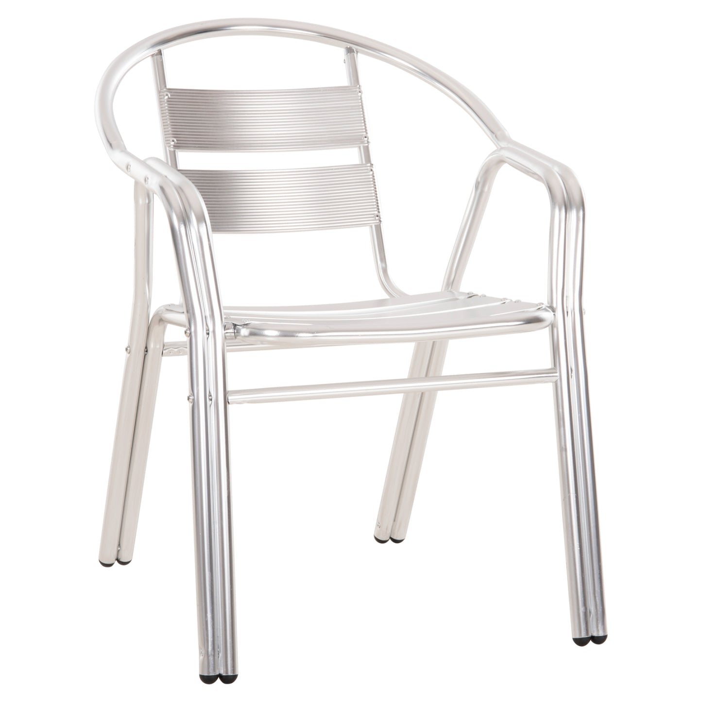 ARMCHAIR MORIS ALUMINUM IN SILVER DOUBLE FRAME WITH SLATS 58x62x75