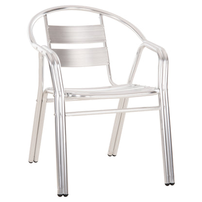 ARMCHAIR MORIS ALUMINUM IN SILVER DOUBLE FRAME WITH SLATS 58x62x75