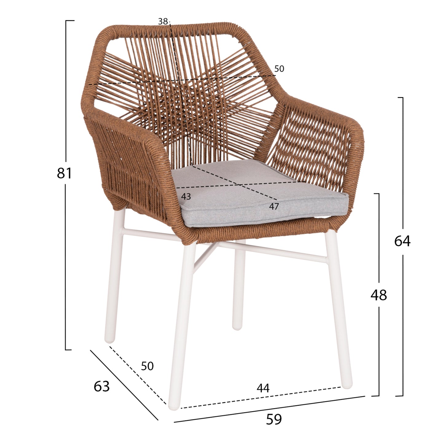 ΠΟΛΥΘΡΟΝΑ TOPIN ΑΛΟΥΜΙΝΙΟ ΛΕΥΚΟ P.E. RATTAN ΜΠΕΖ 59x63x81