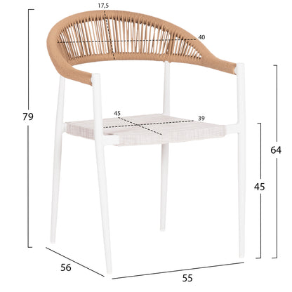 ΠΟΛΥΘΡΟΝΑ BERG ΑΛΟΥΜΙΝΙΟ & TEXTILENE ΛΕΥΚΟ P.E. TWISTED RATTAN 55x56x79