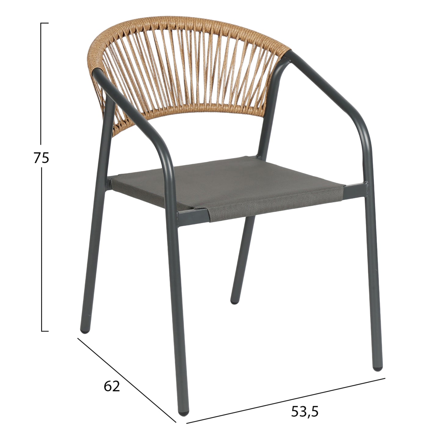 ΠΟΛΥΘΡΟΝΑ HOMAN ΓΚΡΙ ΜΕΤΑΛΛΟ & TEXTILENE ΜΠΕΖ P.E. RATTAN 53x58x75