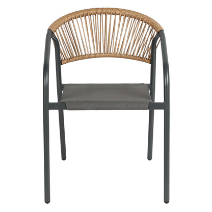 ΠΟΛΥΘΡΟΝΑ HOMAN ΓΚΡΙ ΜΕΤΑΛΛΟ & TEXTILENE ΜΠΕΖ P.E. RATTAN 53x58x75