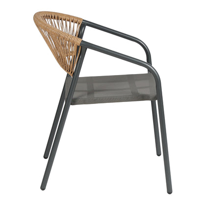 ΠΟΛΥΘΡΟΝΑ HOMAN ΓΚΡΙ ΜΕΤΑΛΛΟ & TEXTILENE ΜΠΕΖ P.E. RATTAN 53x58x75