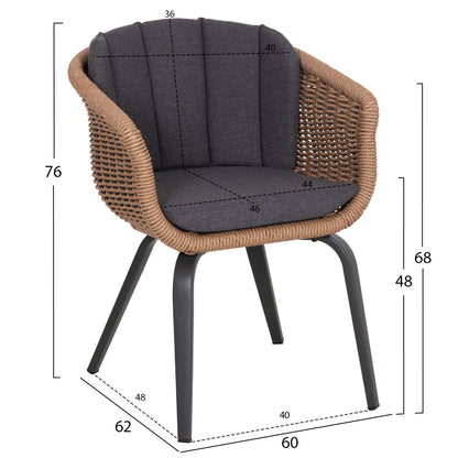ΠΟΛΥΘΡΟΝΑ VICTUS ΑΛΟΥΜΙΝΙΟ & OLEFIN ΓΚΡΙ-TWIST WICKER 60x62x76