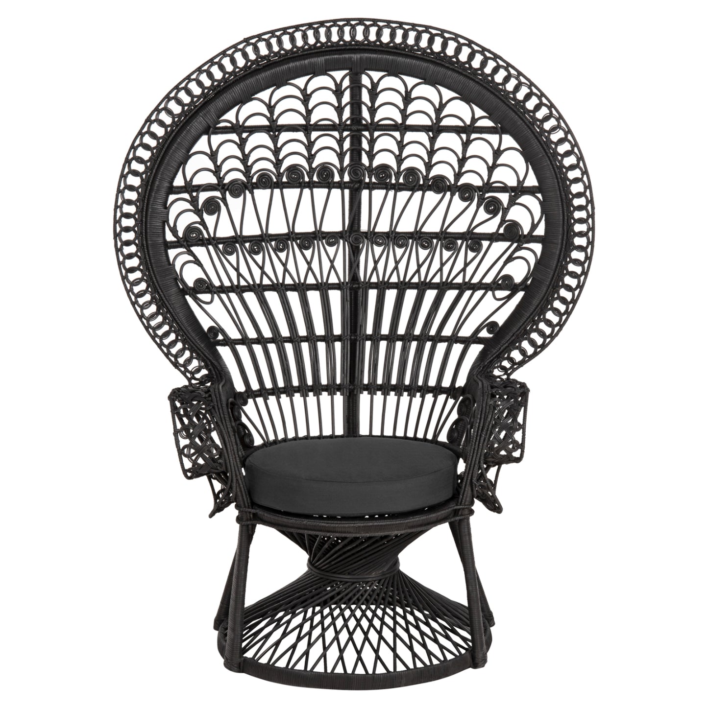 ΠΟΛΥΘΡΟΝΑ ROYAL PEACOCK RATTAN ΜΑΥΡΟ ΜΑΞΙΛΑΡΙ ΜΑΥΡΟ 114x72x150