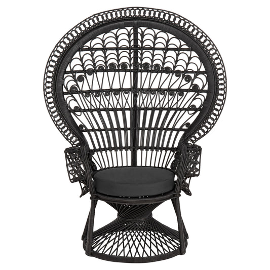 ΠΟΛΥΘΡΟΝΑ ROYAL PEACOCK RATTAN ΜΑΥΡΟ ΜΑΞΙΛΑΡΙ ΜΑΥΡΟ 114x72x150