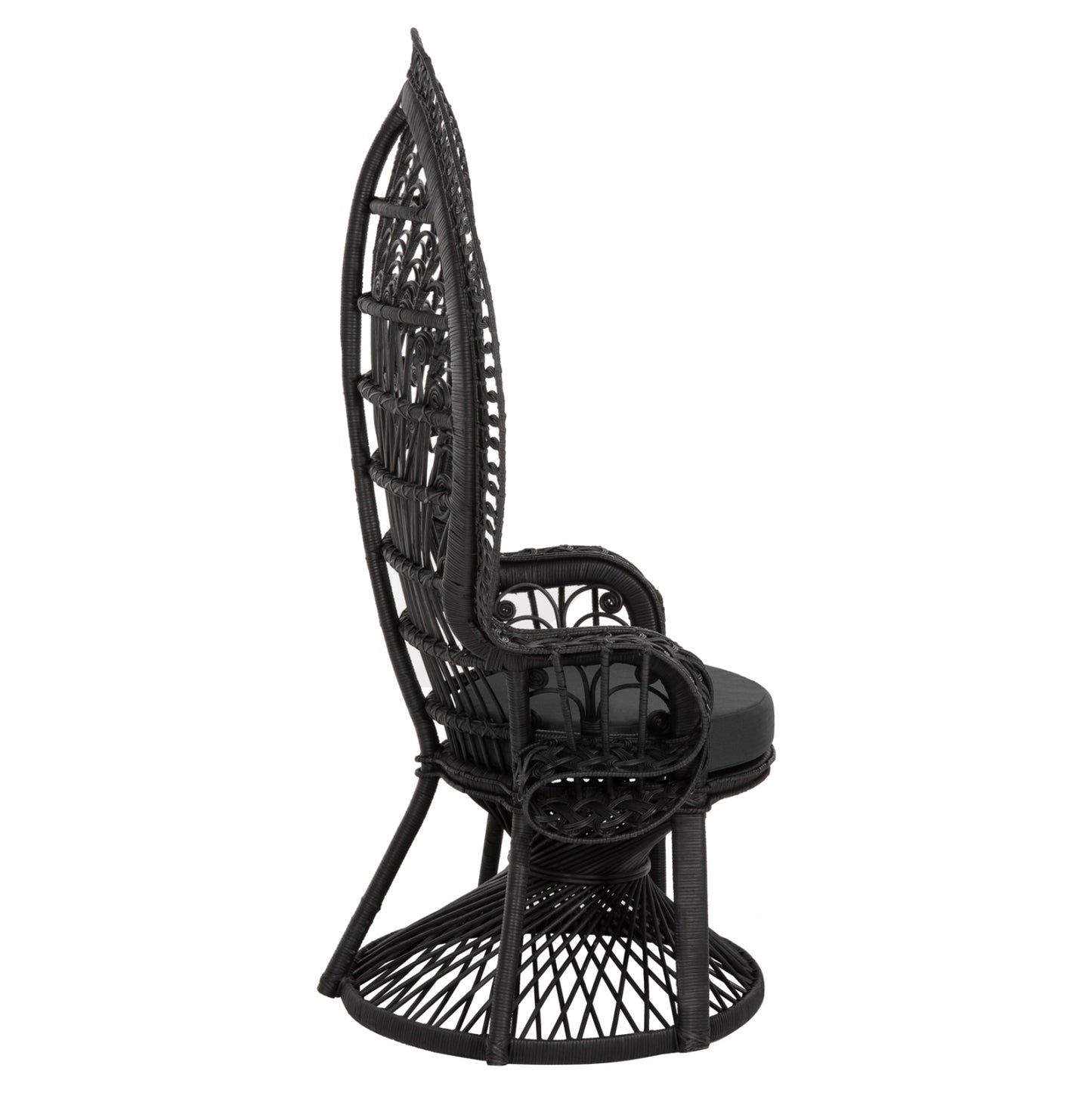 ΠΟΛΥΘΡΟΝΑ ROYAL PEACOCK RATTAN ΜΑΥΡΟ ΜΑΞΙΛΑΡΙ ΜΑΥΡΟ 114x72x150