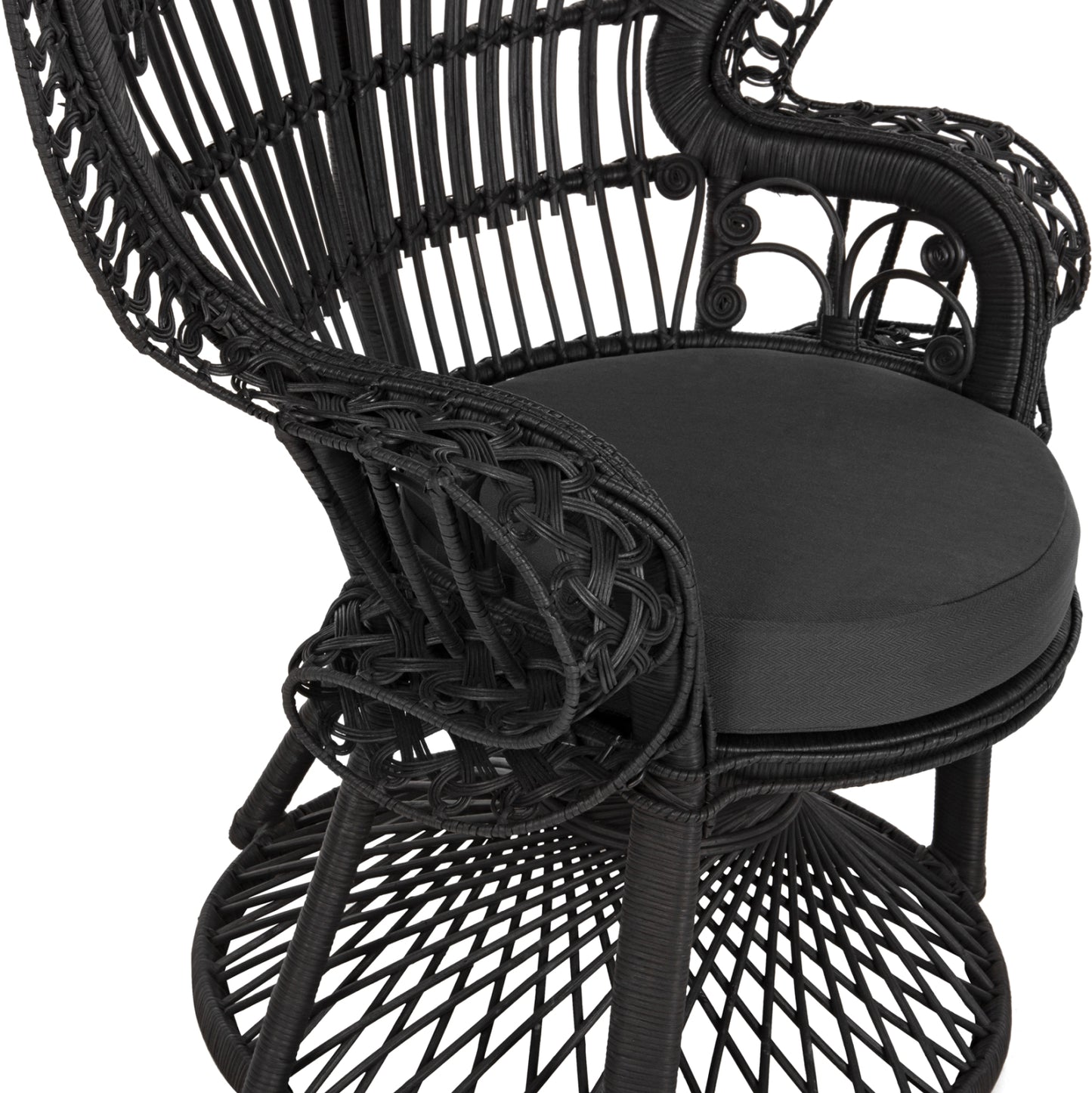 ΠΟΛΥΘΡΟΝΑ ROYAL PEACOCK RATTAN ΜΑΥΡΟ ΜΑΞΙΛΑΡΙ ΜΑΥΡΟ 114x72x150