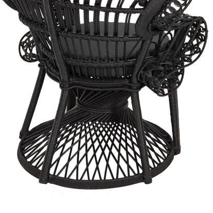 ΠΟΛΥΘΡΟΝΑ ROYAL PEACOCK RATTAN ΜΑΥΡΟ ΜΑΞΙΛΑΡΙ ΜΑΥΡΟ 114x72x150