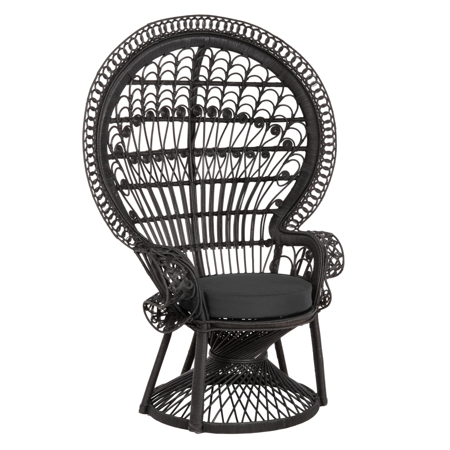 ΠΟΛΥΘΡΟΝΑ ROYAL PEACOCK RATTAN ΜΑΥΡΟ ΜΑΞΙΛΑΡΙ ΜΑΥΡΟ 114x72x150