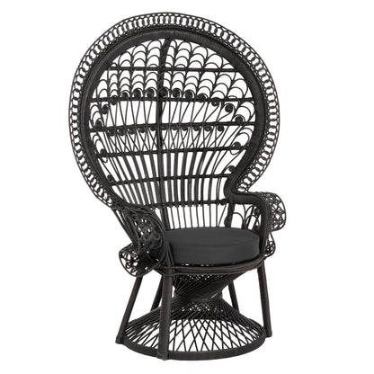 ΠΟΛΥΘΡΟΝΑ ROYAL PEACOCK RATTAN ΜΑΥΡΟ ΜΑΞΙΛΑΡΙ ΜΑΥΡΟ 114x72x150