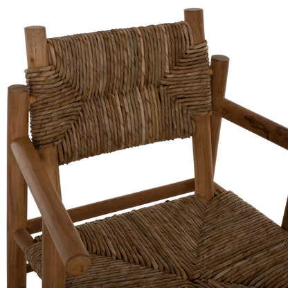 ROVER ARMCHAIR IN SOLID TEAK WOOD & NATURAL RATTAN 64x61x84