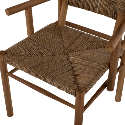 ROVER ARMCHAIR IN SOLID TEAK WOOD & NATURAL RATTAN 64x61x84