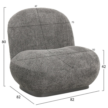 BEANY ARMCHAIR GREY BOUCLE FABRIC 85x82x77