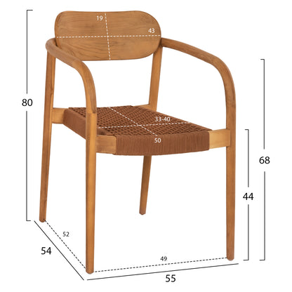ΠΟΛΥΘΡΟΝΑ OSLO ΞΥΛΟ TEAK ΦΥΣΙΚΟ & ΚΑΦΕ ΣΧΟΙΝΙ 55x54x80