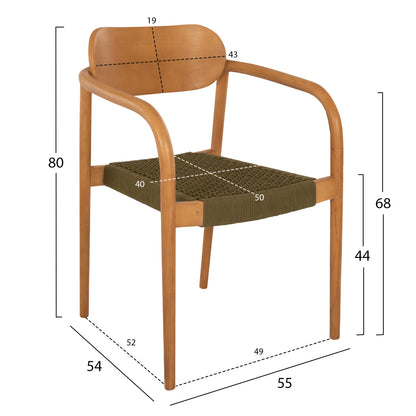 ΠΟΛΥΘΡΟΝΑ OSLO ΞΥΛΟ TEAK ΦΥΣΙΚΟ & ΠΡΑΣΙΝΟ ΣΧΟΙΝΙ 55x54x80