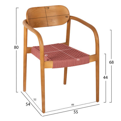 ΠΟΛΥΘΡΟΝΑ OSLO ΞΥΛΟ TEAK ΦΥΣΙΚΟ & ΡΟΖ ΣΧΟΙΝΙ 55x54x80