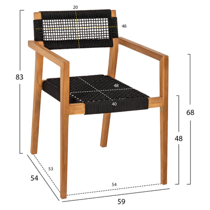 ΠΟΛΥΘΡΟΝΑ CHARLOTTE ΞΥΛΟ TEAK ΦΥΣΙΚΟ & ΜΑΥΡΟ ΣΧΟΙΝΙ 59x54x83